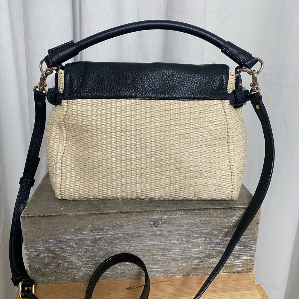 Kate Spade New York Leather and Basketweave Satchel with Crossbody Strap - Picture 2 of 16
